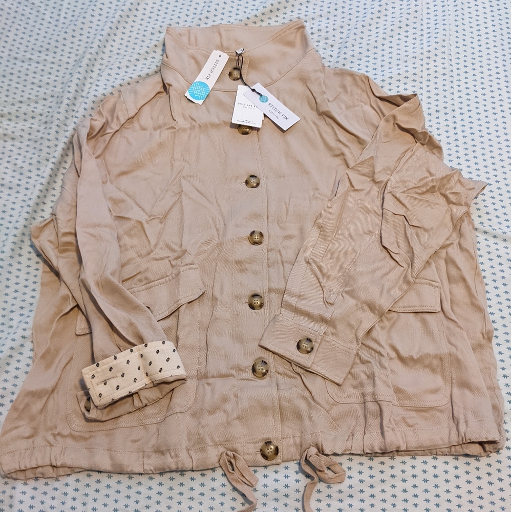 **NWT** Skies Are Blue tan drawstring jacket 2X